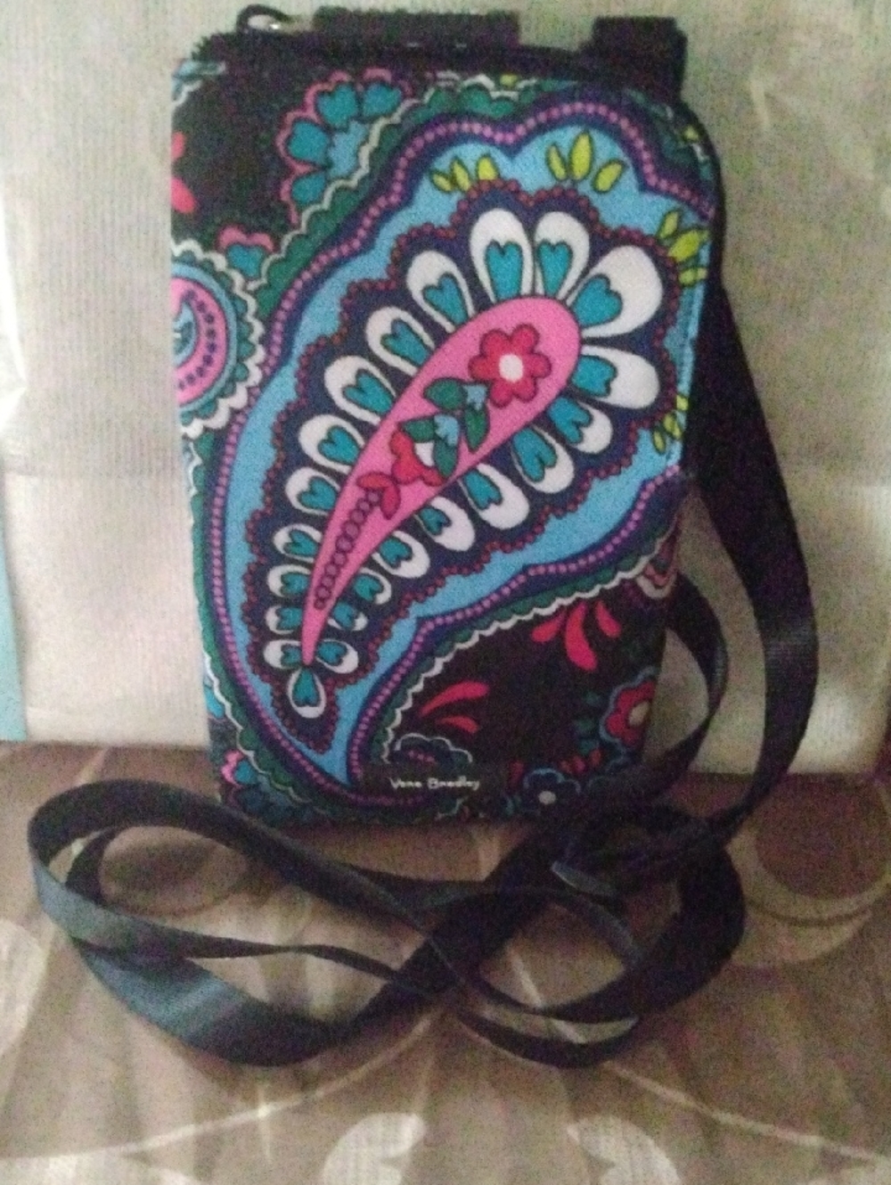 Vera Bradley Black Multi Paisley Crossbody Phone Pouch